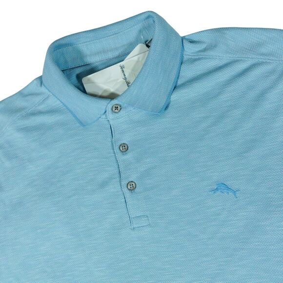 Tommy Bahama Island Zone Via Verde Golf Polo Shirt Blue Mens Large NWT - Picture 1 of 6